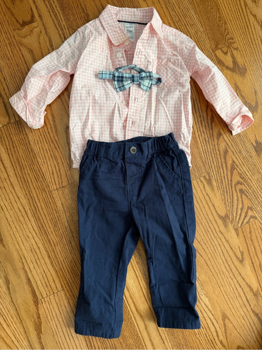 Carter's 12 month Bow Tie Plaid Button-Down Shirt and Pants Set